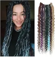 Ponytail Extension 24 Inch Dreadlocks Extensions 5 Strands Handmade Soft Dreads Locks Crochet Braids Synthetic Double Ended Curly Hair Extensions Hair Extensions(Gradient Auburn)