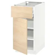 METOD / MAXIMERA base cabinet with drawer/door, white/Askersund light ash effect, 40x60x80 cm