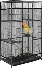 Klmnop Bird Cage Seed Catcher, Universal Birdcage Net 90-118" Adjustable Elastic Band Stretchy Skirts, 31.5" H Soft Airy Mesh Net for Parrot Round Square Cages(Black)