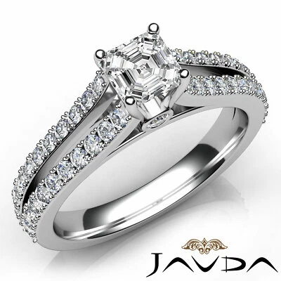 Double Prong Bezel Split Shank Asscher Diamond Engagement Ring GIA H VS1 1.15Ct