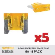 5A LOW PROFILE MINI BLADE FUSE 5 Pack - Automotive Box Block Tap OEM Replacement