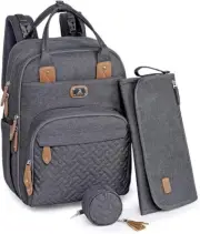 Dikaslon Diaper Bag Backpack with Portable Changing Pad, Pacifier Case and Strol