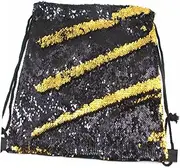 Baluue Reversible Sequin Drawstring Backpack Gold Sports Sackpack for Gym Festivals and Storage Durable Polyester Material for Practical Use