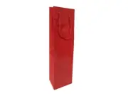 50 x Glossy Laminated Single Wine Bottle Gift Bags Rope Handles - Red