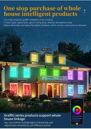 RGBCW投光燈藍牙組網APP藍牙遙控投光燈七彩庭院氛圍LED泛光燈