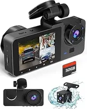Dash Camera for Cars,4K Full UHD Car Camera Front Rear with Free 32GB SD Card,Built-in Super Night Vision,2.0'' IPS Screen,170°Wide Angle,WDR, 24H Parking Mode, Loop Recording