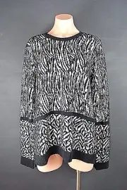 Rachel Roy Knit Sweater Top L Black/white Pull over casual NWT Vegan