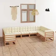 VRAXO 9 Piece Garden Lounge Set&Cushions Honey Brown Solid Pinewood -121.28KG,3077317