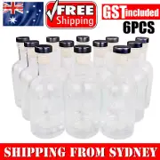 6 x 500ml Glass Spirit Vodka Whiskey Bottles Black Cork Tall Home Brew Bottles