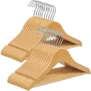 Premium Wooden Hangers 20 Pack Non-Slip Coat Clothes Hangers w/360° Swivel Hook