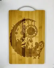 Alice in wonderland laser engraved bamboo high quality cuttingboard pop gift