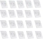 Waterproof Multiple Hooks for Wall, 40Pcs PVC Stick-On Hooks, All-Purpose Large Adhesive Hooks, Clear Command Small Plastic Hooks for Hanging