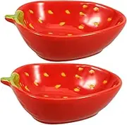 UTHCLO 2PCS Versatile Ceramic Strawberry Bowls Decorative Fruit Dessert Plates for Serving Snacks Appetizers and Sweets for Kitchen and Parties