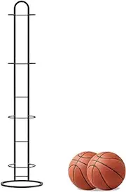 Basketball Rack, Ball Storage Rack, 4 Layer Basketball Holder, Garage Organization Sports, Riksam Ball Storage Rack Stand with Basket, Vertical Display Stand for Basketball