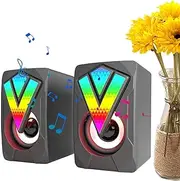 RGB PC Speakers | Desktop Speaker for Game Monitor | Glowing Computer Speaker Desktop Speaker Wired USB Speaker for Multimedia