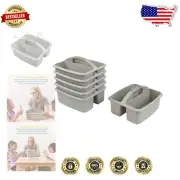 Portable 2-Compartment Storage Caddy Grey - 6-Pack for Classroom & Home
