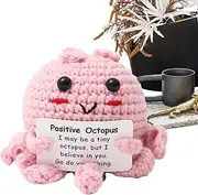 [Generic] Funny Positive Octopus, Positive Crochet Octopus, Octopus Knit Positive Octopus Doll with Encouragement Card | Hand Woven Decoration, Emotional Support Crochet Doll for Friends