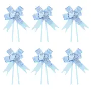 200Pcs 13" Pull Bows Ribbon Gift Wrapping String Rose Pattern Bow Tie Light Blue