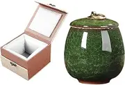 Small Keepsake Urn for Human Ashes With Velvet Box - Pet Cremation Urn, Mini Funeral Decorative Urn for Home Decor - Fits Small Amount of Cremated Remains - Jade Green