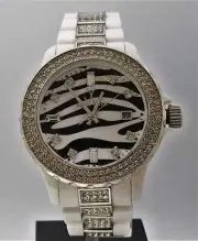 Toy Watch Safari - Zebra White Unisex watch with Stones Bracelet