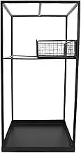 Metal Umbrella Stand, Umbrella Storage Rack with Mesh Basket and Bottom Tray, Umbrella Organizer for Home and Office Entryway