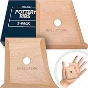 Byllstore Pottery Foot Shaper Tools & Texture Ribs | 2, 3 & 5-Packs | Texture Trimming for Clay & Ceramics | Beech Solid Wood | (2-Pack)