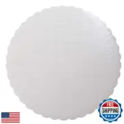 O'Creme White-Top Scalloped Round Cake and Pastry Board 3/32 Inch Thick, 8 In