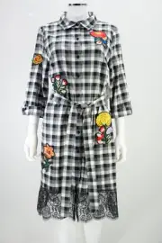 Nicole Miller size 12 Belted Denim Patches Dress NEW NWT