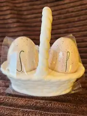 RAE DUNN Easter Egg SALT & PEPPER Shakers Pink Speckled Eggs NEW