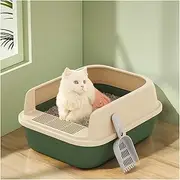 Semi-Open Anti-Splashing Cat Litter Box Durable High Side Sifting Litter Box Open Top Cat Pan Multifunctional Pet Toilet Supplies