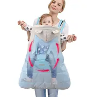 在飛比找momo購物網優惠-【JoyNa】嬰兒背帶披風斗篷 抱嬰腰凳拚色防風毯抱毯蓋被