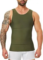 [YOWODA] Mens Body Shaper, Compression Shapewear Vest Slimming Undershirt Tank Top, Tummy Control Chest, Hide Gynecomastia