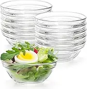 Lawei Set of 12 Glass Bowls - 3.5 inch Mini Prep Bowls Serving Bowls Glass Salad Bowl for Kitchen Prep, Dessert, Dips, Candy Dishes