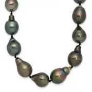14K Solid White Gold 8 11mm Black Baroque Tahitian Saltwater Cultured Pearl ...