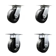 6 Inch Phenolic Caster Set with Ball Bearings 2 Swivel 2 Rigid Service Caster