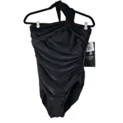 NEW Miraclesuit 12 One Piece Swimsuit Rock Solid Europa Asymmetrical Halter