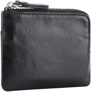 [SLEDEZ] Mens Cash Change Wallet Men's Leather Clutch Small Bag Mini Card Case Small Coin Purse(Black)