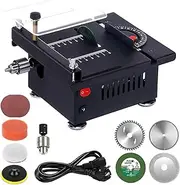 Mini Table Saw, Small Table Saw with Polishing Disc and 4 Blades, 400 W Multifunctional Portable DIY Miniature Table Saws, 0.1-30 mm Saw Blade Height Adjustable for Crafts Wood DIY