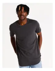 [Kenji] Hadspen Drop Shoulder Curved Tee Charcoal