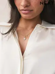 Gold Tone Heart Thread Through Lariat Necklace Made With Recycled Metals (AV1846) | $23