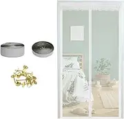 Magnetic Screen Door, 90 * 210cm Fly Screens Doors Nets, Patio Curtain Insect Doors Mesh, Magnetic Door Curtains Fly Screen for Keeping Out Flies Bug, Mosquito Double Door Magnetic Screen, White