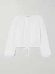 [James Perse] James Perse - Off-the-shoulder Linen Blouse - White - 2 2 White