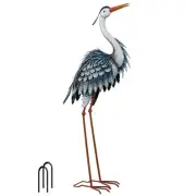 Garden Decor Blue Heron Sculptures & Statues Decor, 33.8 Inch Coastal Metal C...