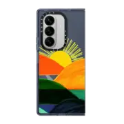 Galaxy Z Fold7 Impact Magnetic Case SIMPLE SUNSET 1, MINIMALIST COLORFUL LANDSCAPE MOUNTAINS SUN NATURE ILLUSTRATION By Ebi Emporium