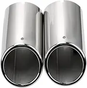 Car Silencers Car Exhaust Tip Muffler Pipe Exhaust Systems Fit For Audi A4 B8 A3 A1 Q5 Fit For VW Tiguan Volkswagen Passat B7 CC 2pcs Exhaust Muffler(Silver)