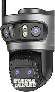 16MP WiFi Camera IP PTZ Three Screen 180° Wide Angle Auto Tracking 10X Digital Zoom 20MP Security Protection(A/U,16MP with 64G Card)