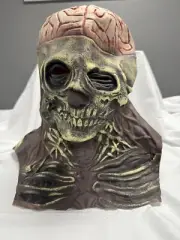 New Skeleton Halloween Scary Full Mask Skull Brain Cosplay Costume Horror Prop