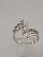 Double ZigZag CZ Ring Sterling Silver 16mm Wide Size 6