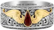 [Starforged] Blood Angels of Sanguinius Space Marines Men's Fashion Jewelry Gold Rings, Medium, Metal, No Gemstone