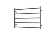 Radiant RTR03 Round Bar Heated Towel Rail - 750 x 550mm - Gun Metal Grey - Stainless Steel- Bottom Left/Top Right Wiring